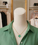 VAN CLEEF Malachite Vintage Alhambra Pendant Necklace
