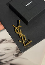 SAINT LAURENT Gold Cassandre Brooch