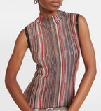 Missoni Sleeveless Embellished Stripe Knit Maxi Dress