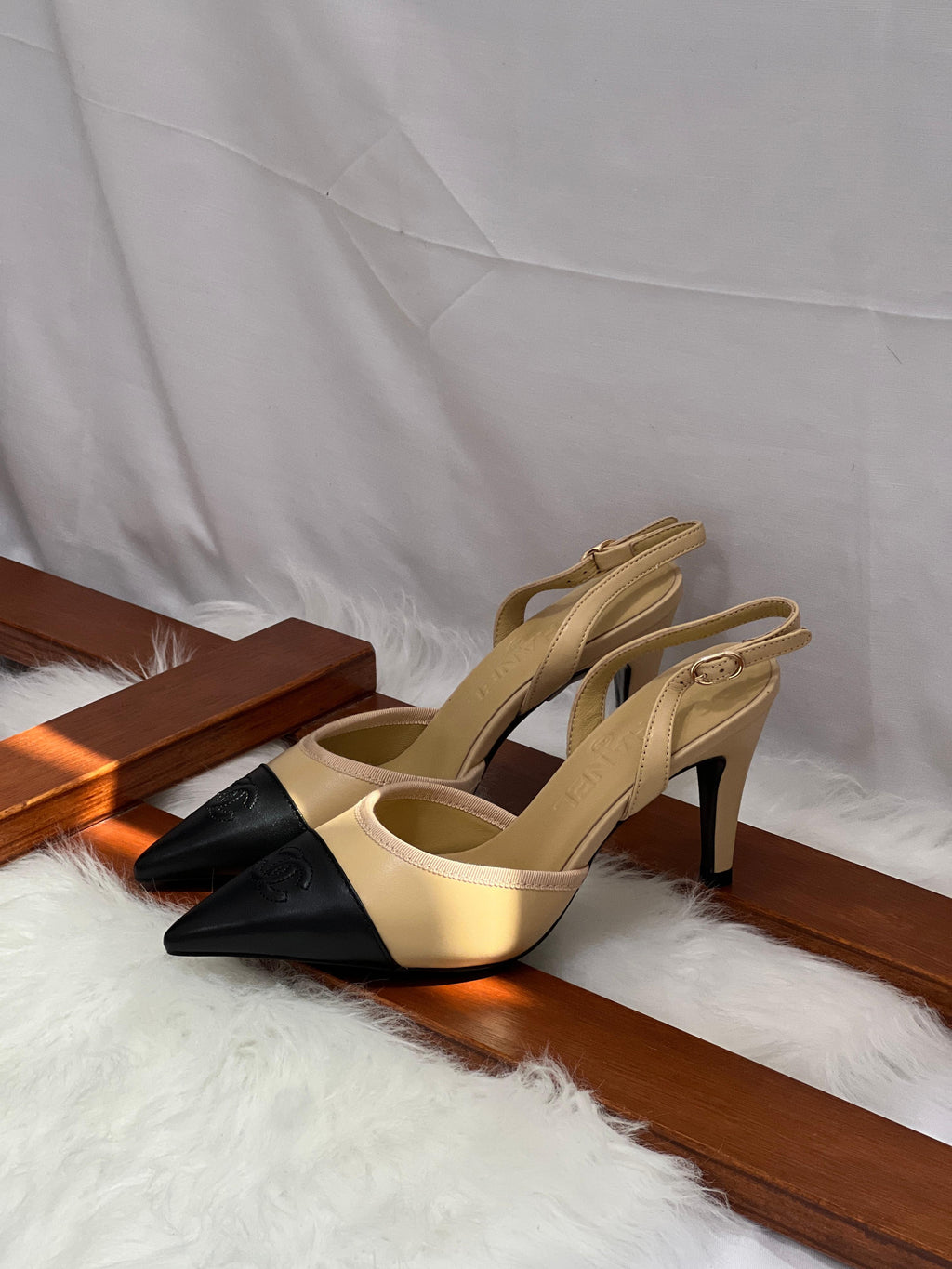 Chanel Heel Slingbacks in Iridescent Lambskin
