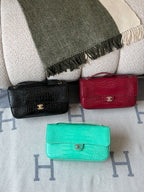 Chanel Crocodile-Embossed Calfskin Classic Flap Top Handle Bag